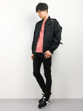 「green label relaxing（グリーンレーベルリラクシング）のアイテム（MA-1）」を使った、武井一輝さん（メンズ・173cm）の秋コーディネート