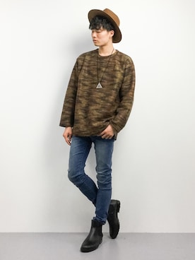 「WEGO（ウィゴー）のアイテム（ブーツ）」を使った、武井一輝さん（メンズ・173cm）の秋コーディネート