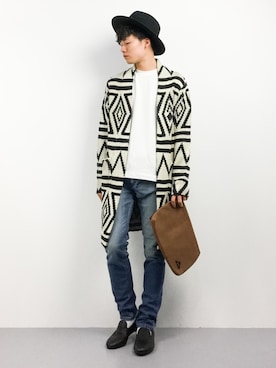 「Lee（リー）のLEE/別注THERMOLITE Skinny（デニムパンツ）」を使った、武井一輝さん（メンズ・173cm）の秋コーディネート