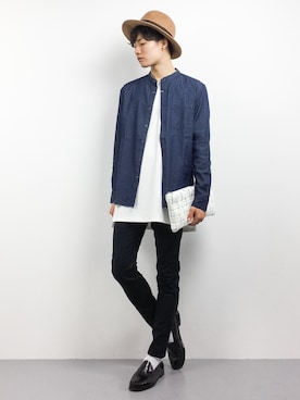 「TMT（ティーエムティー）のアイテム（帽子）」を使った、武井一輝さん（メンズ・173cm）の秋コーディネート