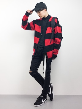 「unrelaxing（アンリラクシング）のアイテム（パンツ）」を使った、武井一輝さん（メンズ・173cm）の秋コーディネート
