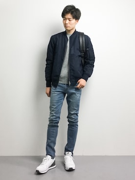 「niko and...（ニコアンド）のアイテム（MA-1）」を使った、武井一輝さん（メンズ・173cm）の秋コーディネート