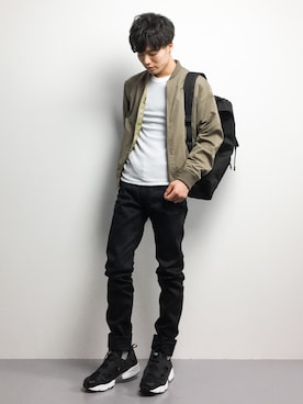 「JOURNAL STANDARD relume（ジャーナルスタンダード　レリューム）のアイテム（MA-1）」を使った、武井一輝さん（メンズ・173cm）の秋コーディネート