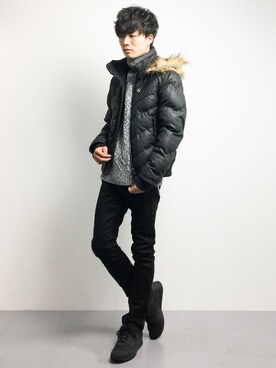 「THE CASUAL（カジュアル）のアイテム（ダウンジャケット/コート）」を使った、武井一輝さん（メンズ・173cm）の冬コーディネート