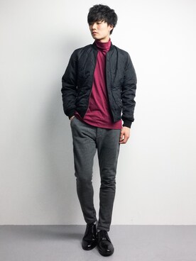 「JOURNAL STANDARD（ジャーナルスタンダード）のアイテム（MA-1）」を使った、武井一輝さん（メンズ・173cm）の冬コーディネート