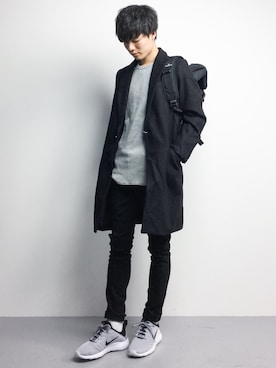 「unrelaxing（アンリラクシング）のアイテム（チェスターコート）」を使った、武井一輝さん（メンズ・173cm）の冬コーディネート