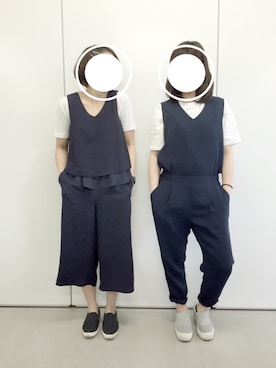 「GU（ジーユー）のアイテム（つなぎ/オールインワン）」を使った、こばやしさん（レディース・150cm）の春コーディネート