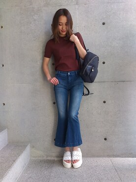 「丸首ニット」｜shizuさん（レディース・159cm）の春コーディネート