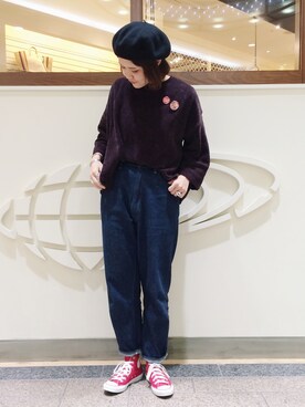「orslow」｜「アイテム（ハンチング/ベレー帽）」を使った、nishikawaさん（レディース・166cm）の冬コーディネート