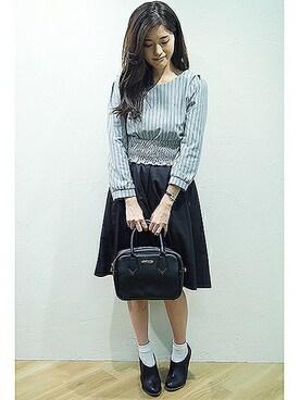 「one after another NICE CLAUP（ワンアフターアナザーナイスクラップ）のアイテム（ブーティ）」を使った、Juri.さん（レディース・162cm）の秋コーディネート
