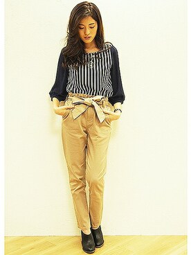 「one after another NICE CLAUP（ワンアフターアナザーナイスクラップ）のアイテム（ブーティ）」を使った、Juri.さん（レディース・162cm）の秋コーディネート