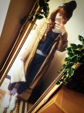 「アイテム（クラッチバッグ、グレー系）」を使った、hitomiさん（レディース・157cm）の春コーディネート