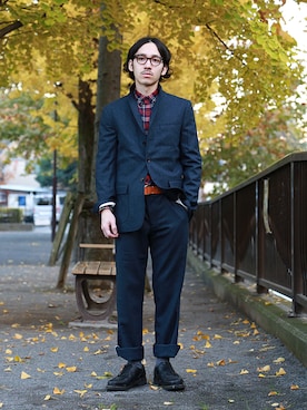 「STORES.jp（ストアーズドットジェーピー）のアイテム（シャツ/ブラウス）」を使った、TAKさん（メンズ・170cm）の冬コーディネート