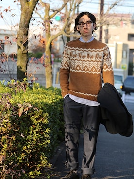 「STORES.jp（ストアーズドットジェーピー）のアイテム（シャツ/ブラウス）」を使った、TAKさん（メンズ・170cm）の冬コーディネート