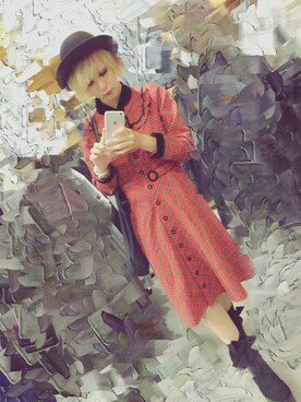 「ヴィンテージワンピース」｜「アイテム（帽子）」を使った、YUR!Aさん（レディース・160cm）の秋コーディネート