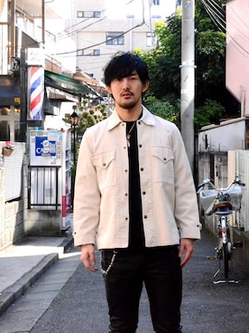 「アイテム（ウォレットチェーン）」を使った、hajime722さん（メンズ・176cm）の冬コーディネート