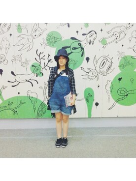 「MONKI（モンキ）のアイテム（サロペット/オーバーオール）」を使った、喱恩童さん（レディース・163cm）の夏コーディネート