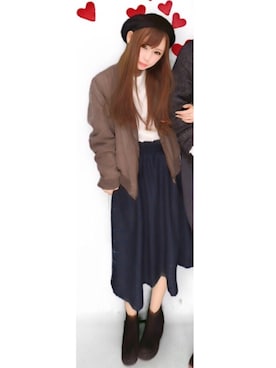 「厚底ブーツ」｜「アイテム（その他トップス）」を使った、haさん（レディース・149cm）の冬コーディネート