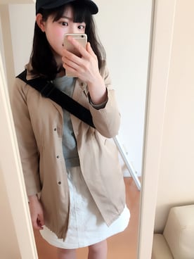 「白スカート」｜「アイテム（スウェット）」を使った、pyonchiさん（レディース・161cm）の春コーディネート