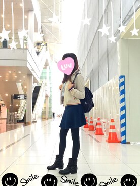 「Abercrombie&Fitch（アバークロンビーアンドフィッチ）のアイテム（バッグ）」を使った、ゆいさん（レディース・163cm）の冬コーディネート