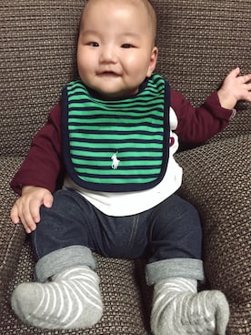 「アイテム（ママ＆ベビー、グリーン系）」を使った、hiro100628さん（キッズ・60cm）の秋コーディネート