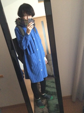 「ノーカラーシャツ」｜「アイテム（シャツワンピース）」を使った、はー。さん（メンズ・171cm）の秋コーディネート