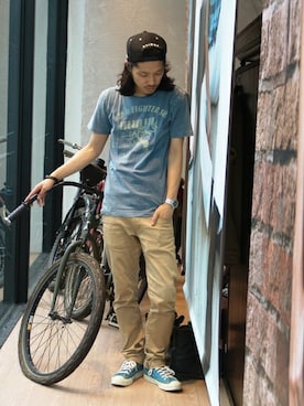 「TYPE BLUE（タイプブルー）のアイテム（Tシャツ/カットソー）」を使った、mr.sakuraiさん（メンズ・168cm）の夏コーディネート