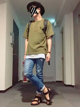 「SCALA（スカラ）のアイテム（帽子）」を使った、Hello 【フォロバ100%】さん（メンズ・170cm）の夏コーディネート