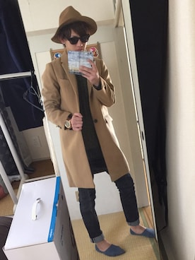 「原宿」｜「アイテム（チェスターコート）」を使った、isさん（メンズ・173cm）の冬コーディネート