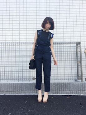 「MIUMIU」｜「アイテム（オールインワン・サロペット）」を使った、maimieさん（レディース・159cm）の夏コーディネート