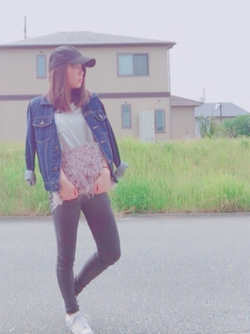 「school」｜「アイテム（デニムジャケット）」を使った、miyukiさん（レディース・159cm）の秋コーディネート