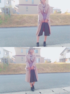 「学校」｜「アイテム（トレンチコート）」を使った、miyukiさん（レディース・159cm）の秋コーディネート