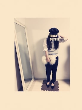 「ファークラッチ」｜「アイテム（キャスケット）」を使った、aiku♡さん（レディース・152cm）の秋コーディネート