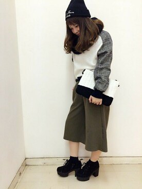「SPIGA（スピーガ）のアイテム（パンツ）」を使った、SPIGA OFFICIALさん（レディース・167cm）の冬コーディネート