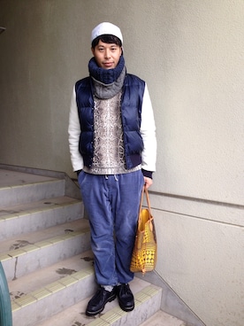 「MR.GENTLEMAN（ミスタージェントルマン）のアイテム（レッグウェア）」を使った、マーチンさん（メンズ・170cm）の冬コーディネート