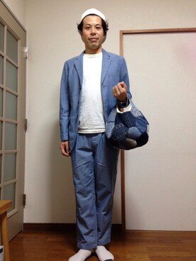 「GANRYU（ガンリュウ）のアイテム（帽子）」を使った、マーチンさん（メンズ・170cm）の春コーディネート