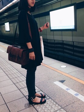 「knock knockのアイテム（ショルダーバッグ、ブラウン系）」を使った、poohさん（レディース・161cm）の夏コーディネート