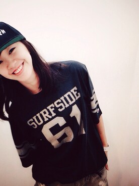 「beaconshopのアイテム（シャツ/ブラウス、ブラック系）」を使った、poohさん（レディース・161cm）の夏コーディネート