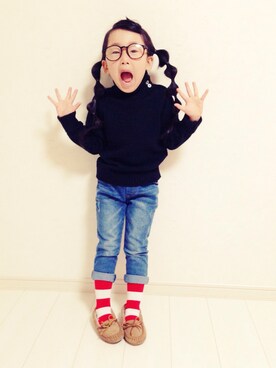 「子供服」｜「アイテム（モカシン/デッキシューズ）」を使った、annさん（キッズ・100cm）の秋コーディネート