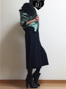 「LILY BROWN（リリーブラウン）のアイテム（ミリタリージャケット）」を使った、akiさん（レディース・157cm）の冬コーディネート
