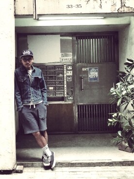 「STARTER BLACK LABEL（スターターブラックレーベル）のアイテム（帽子）」を使った、Brianさん（メンズ・180cm）の春コーディネート