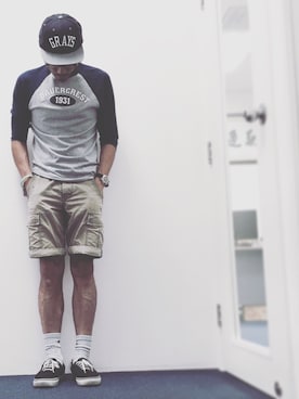 「STARTER BLACK LABEL（スターターブラックレーベル）のアイテム（帽子）」を使った、Brianさん（メンズ・180cm）の春コーディネート