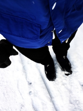 「アイテム（マウンテンパーカー、ブルー系）」を使った、タカハシさん（メンズ・173cm）の冬コーディネート