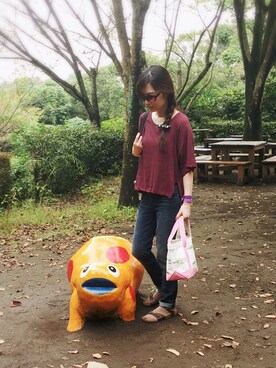 「アイテム（インテリア、オレンジ系）」を使った、まっこさん（レディース・157cm）の秋コーディネート