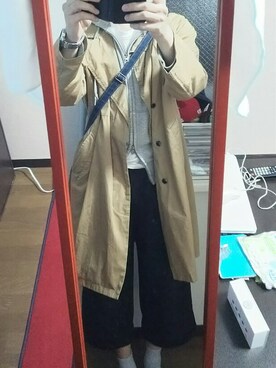 「ラフスタイル」｜「アイテム（ステンカラーコート）」を使った、もーりーさん（メンズ・172cm）の春コーディネート