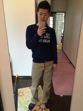 「TAKEO KIKUCHI（タケオキクチ）のアイテム（スウェット）」を使った、yoichi.0109さん（メンズ・170cm）の冬コーディネート