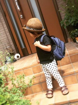 「abcd（ナシ）のアイテム（バッグ）」を使った、ryooonさん（キッズ・90cm）の夏コーディネート