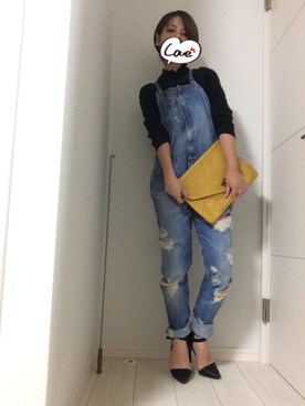 「ZARA（ザラ）のアイテム（サロペット/オーバーオール、ブルー系）」を使った、KAORIさん（レディース）の秋コーディネート