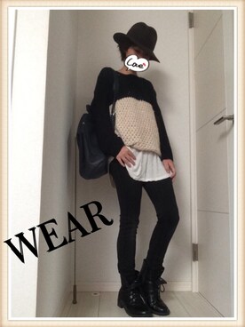 「ZARA（ザラ）のアイテム（ニット/セーター、ブラック系）」を使った、KAORIさん（レディース）の秋コーディネート