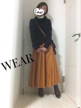 「ZARA（ザラ）のレザースカート♡（スカート、オレンジ系）」を使った、KAORIさん（レディース）の秋コーディネート